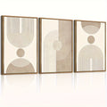 Canvas, Beige Neutral Canvas Wall Art Framed Geometric Abstract Wall Decor Mid Century Modern Artwork Wall Decor for Living Room Bedroom Office 16\