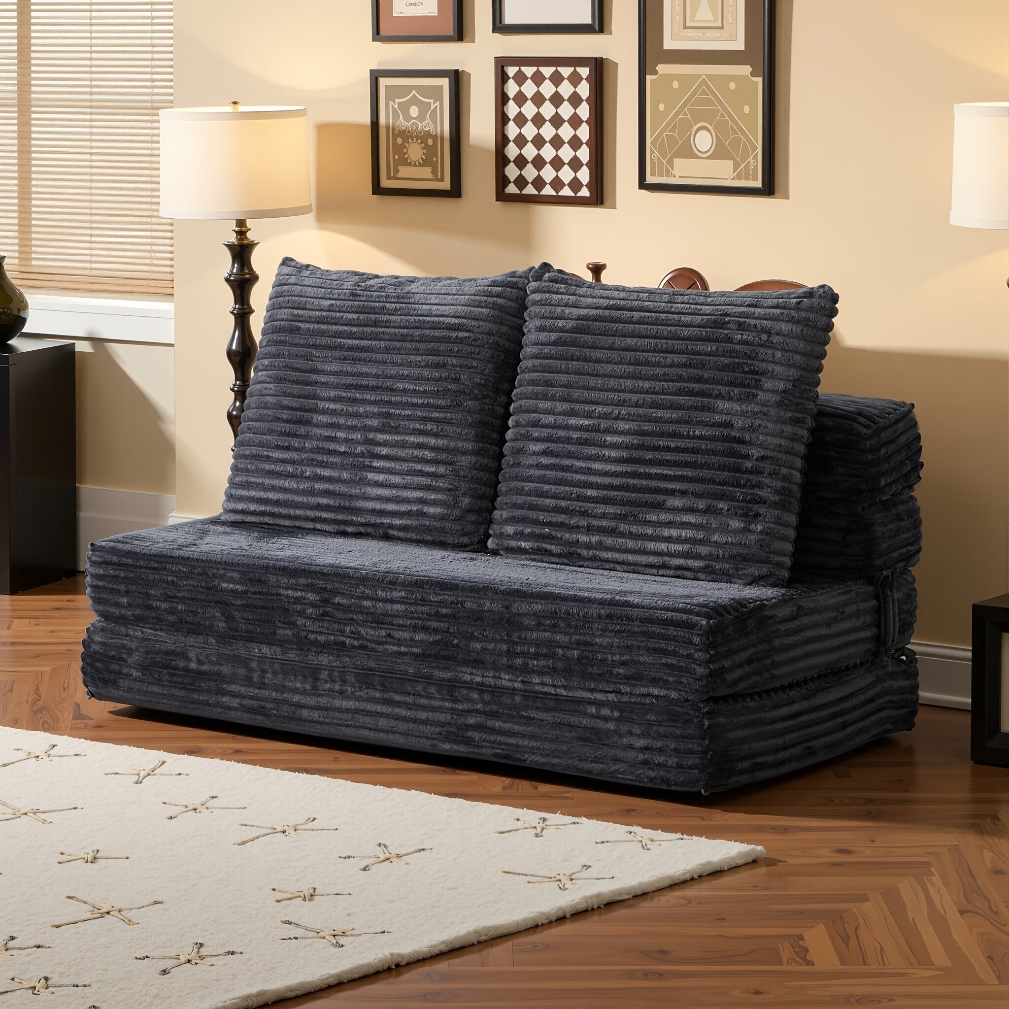Boneless Couches For Living Room, Modular L Shaped Cloud Sofa With Deep Seat, Convertible L-Shape Couch With Ottoman, Memory Foam Compressed Sofa For Bedroom Apartment