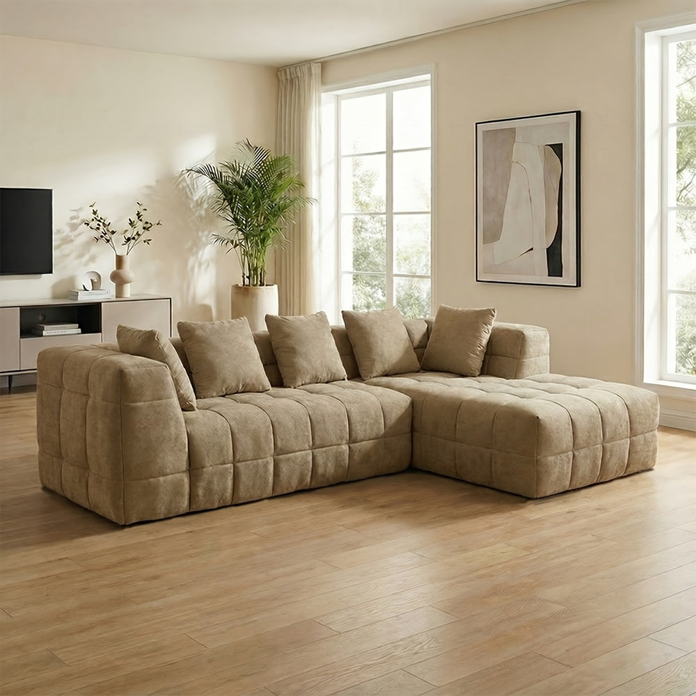 Cloud-Like Modern Minimalist L-Shape Sectional Sofa, High-Elastic Sponge, No Assembly Required, Versatile for Living Room And Guest Room, Casual All-Match Sofa