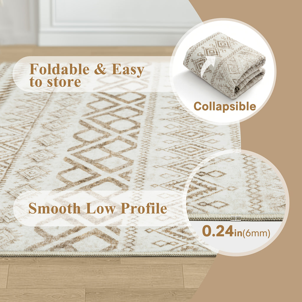 Contemporary Geometric Design Area Rug - Interior Decor, Made of Faux Cashmere, Thick And High-Density with Non-Slip Backing, Suitable for Various Spaces Including Living Room, Bedroom, Office, And Hallway
