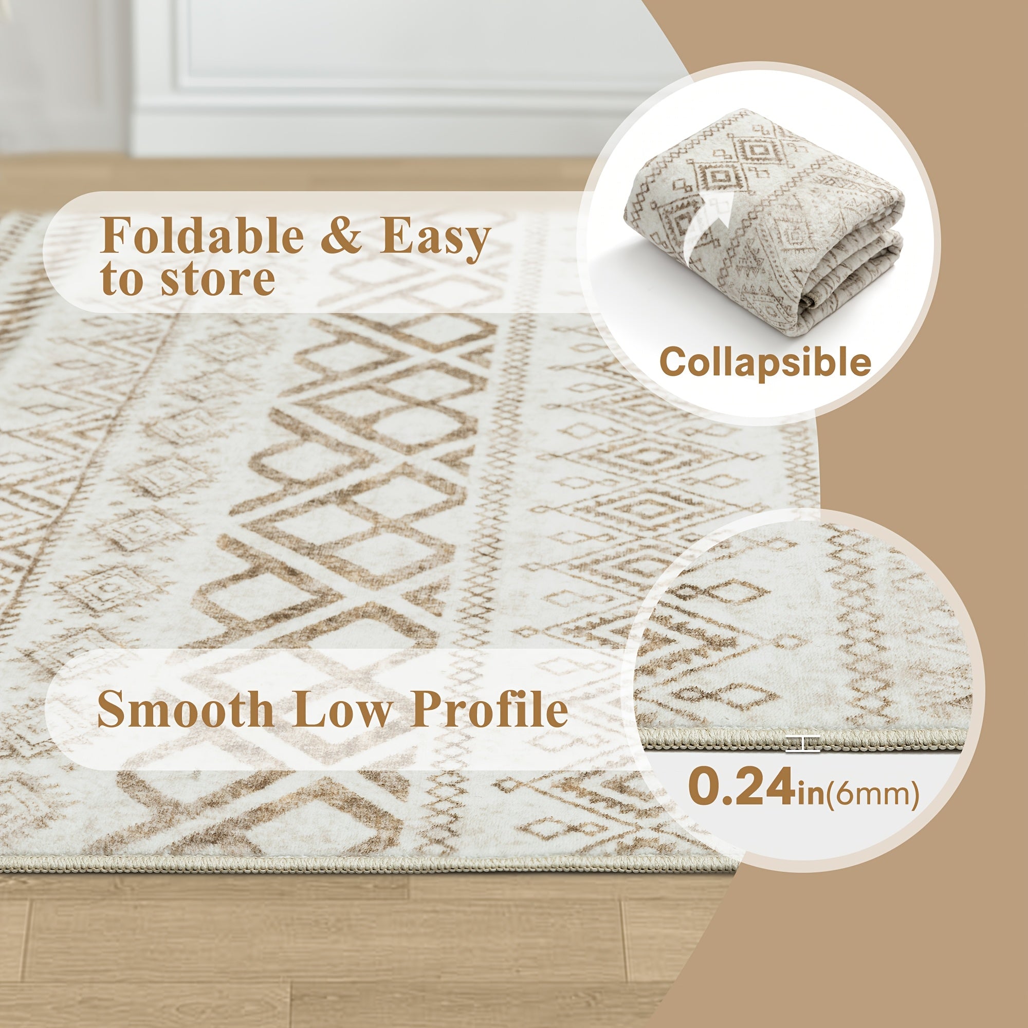 Contemporary Geometric Design Area Rug - Interior Decor, Made of Faux Cashmere, Thick And High-Density with Non-Slip Backing, Suitable for Various Spaces Including Living Room, Bedroom, Office, And Hallway