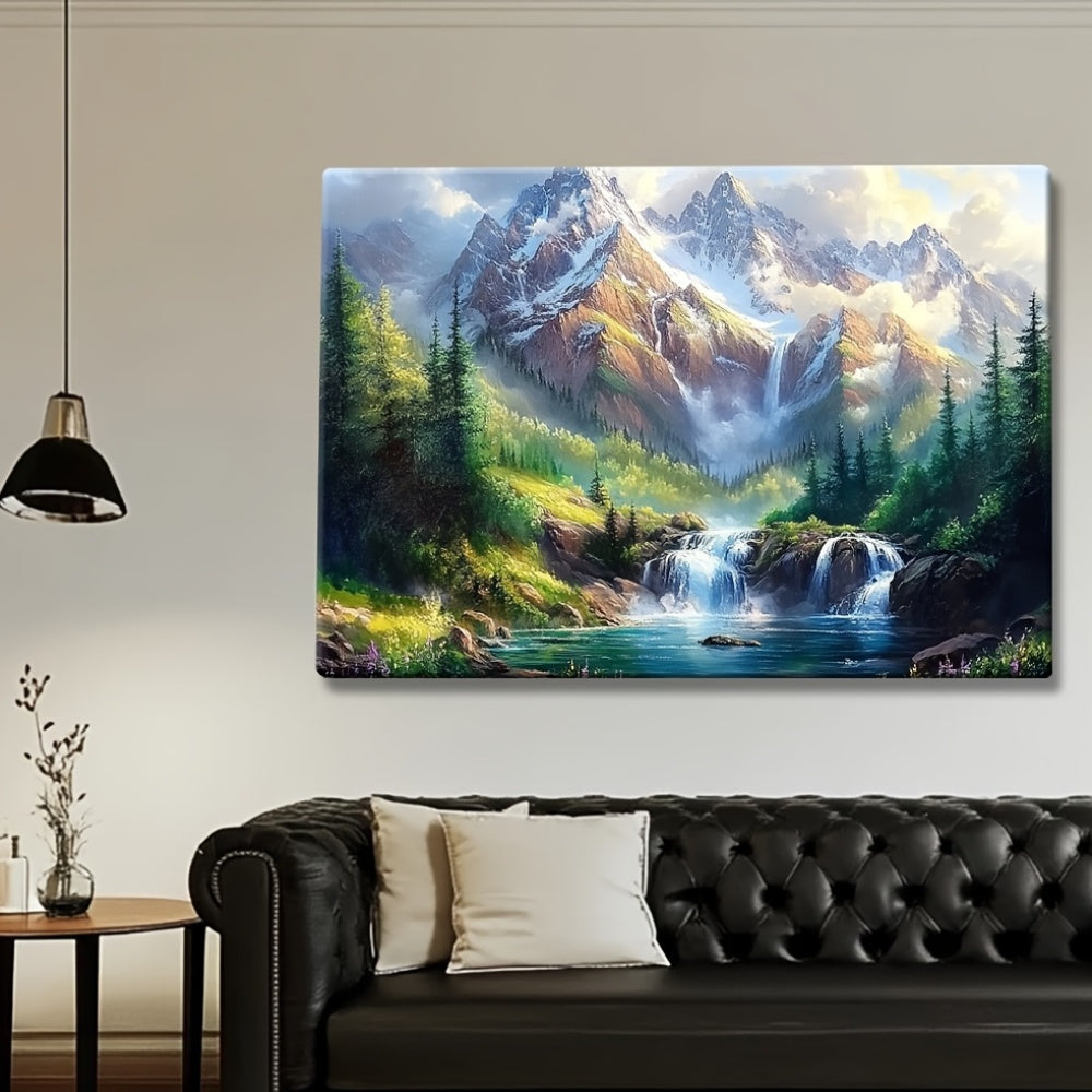 2D Flat 1pc Wooden Frame, Wall Hanging Art A Breathtaking Mountain Landscape with Towering Peaks Perfect for Cozy Living Room, Bedroom, Office Or Kitchen Decoration, Festive Wall Art, Perfect Birthday And Holiday Gift