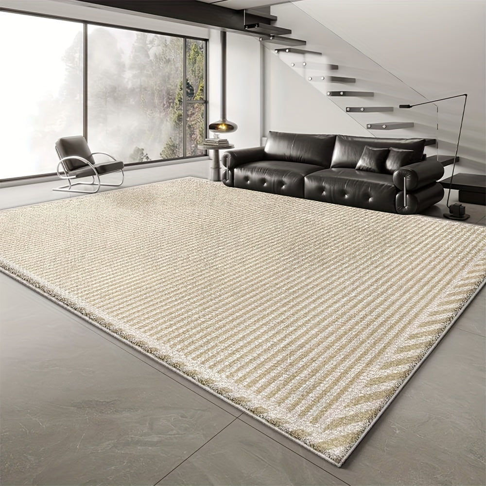 A Modern, Washable Velvet Carpet Designed for Office And Coffee Shop Decor, Suitable for Living Rooms. It'S Convenient, Easy to Clean, And Features a Flat Woven Stripe Pattern. This Luxurious, Non-Slip Carpet Is Perfect for Various Purposes