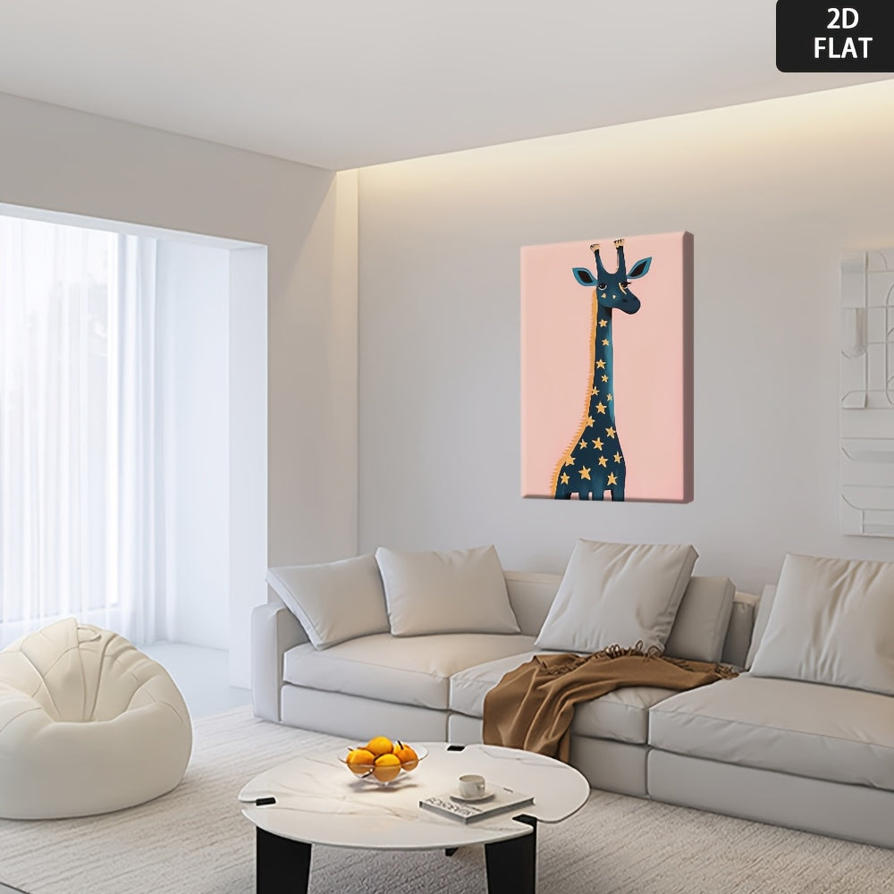 2D Flat, 2D Flat Cute Giraffe with Stars on Skin | Suitable for Bedroom, Warm Style, Creating Comfortable Sleeping Atmosphere, Art Deco Style