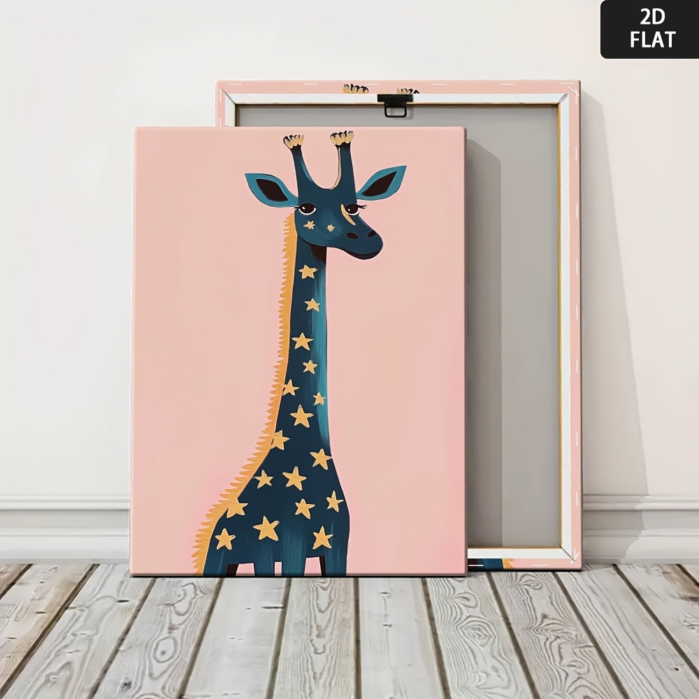 2D Flat, 2D Flat Cute Giraffe with Stars on Skin | Suitable for Bedroom, Warm Style, Creating Comfortable Sleeping Atmosphere, Art Deco Style