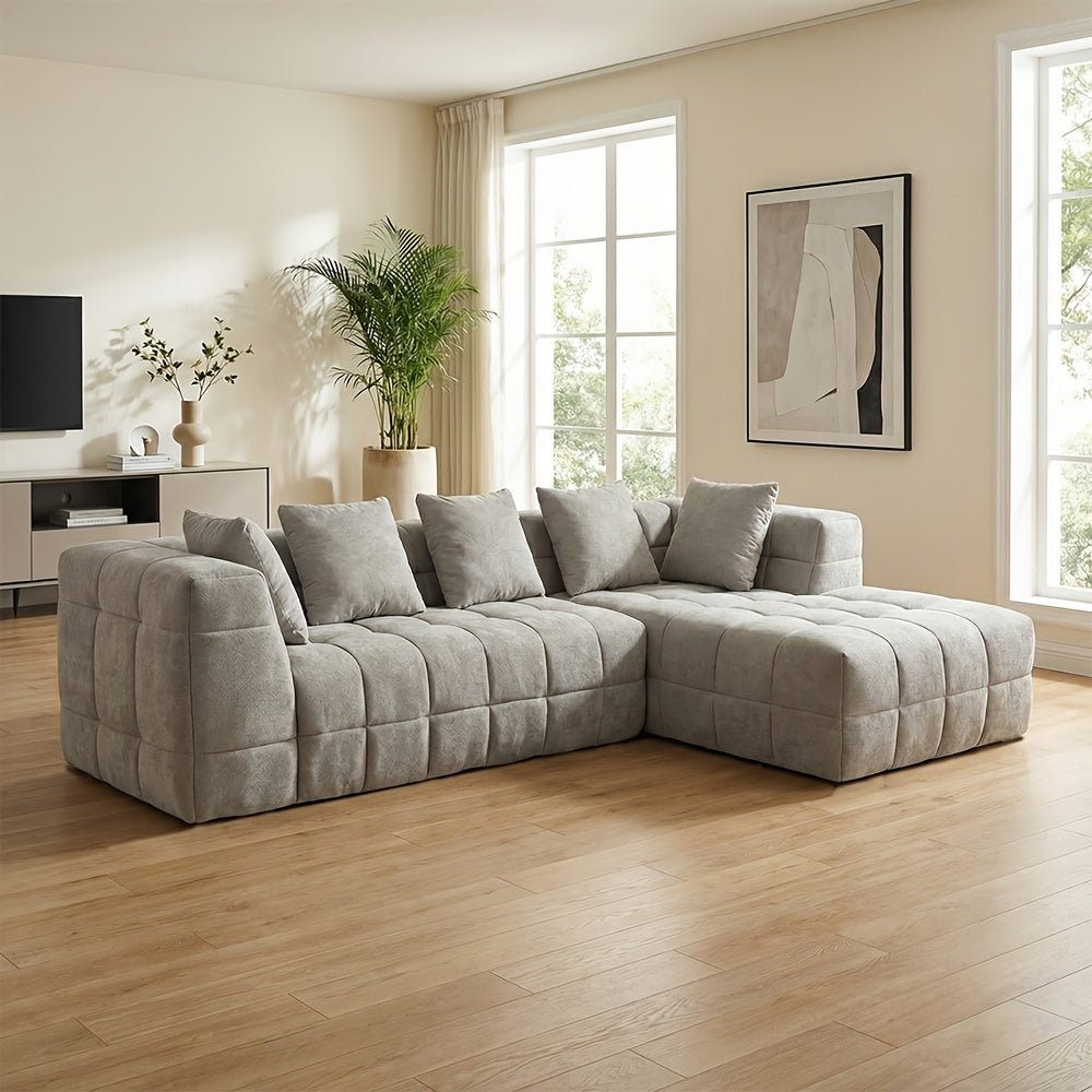 Cloud-Like Modern Minimalist L-Shape Sectional Sofa, High-Elastic Sponge, No Assembly Required, Versatile for Living Room And Guest Room, Casual All-Match Sofa