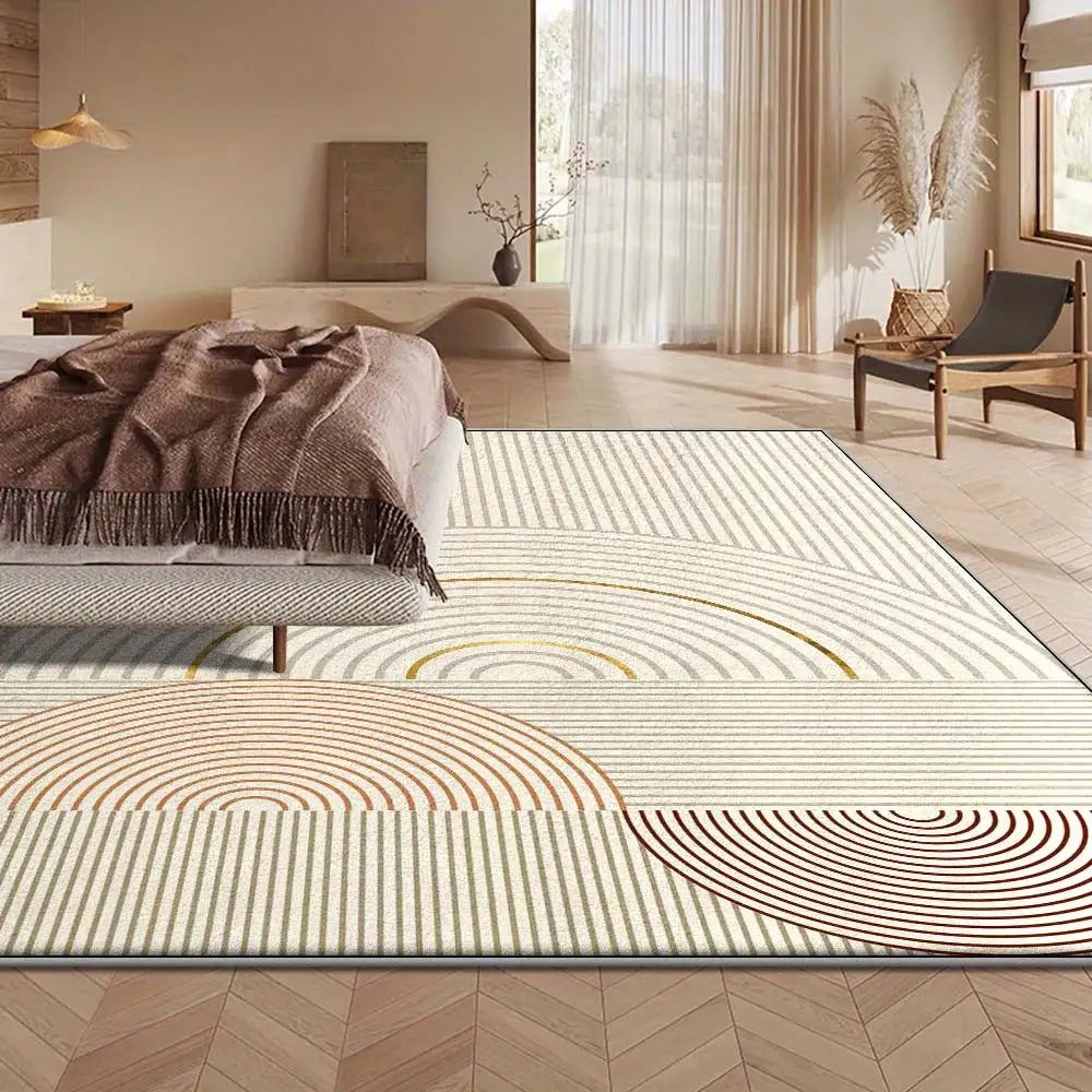 SevenDeerLuuryFloorMatEtraLareNonSlipAreaRu(.SquareMeters&.), HeavyDutysMaeWasableCarpetBeieWiteGreyGoldModernLivRoo, Bedroo, OffieFloorMat, SoftPolyesterFiberNonSlipBaseMat, HoeDeoration, DurableMaterial, CofortableHoe