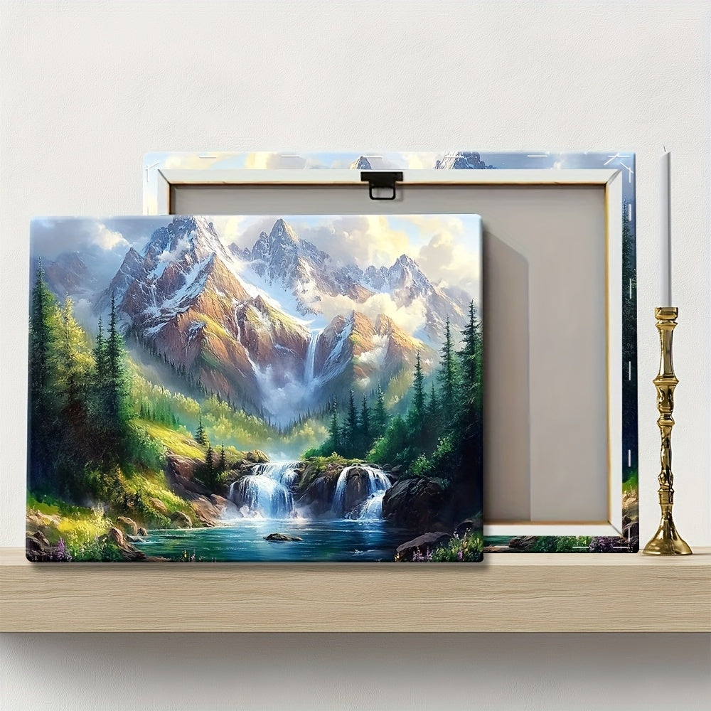 2D Flat 1pc Wooden Frame, Wall Hanging Art A Breathtaking Mountain Landscape with Towering Peaks Perfect for Cozy Living Room, Bedroom, Office Or Kitchen Decoration, Festive Wall Art, Perfect Birthday And Holiday Gift