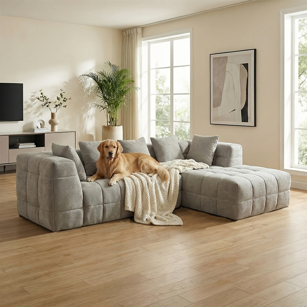 Cloud-Like Modern Minimalist L-Shape Sectional Sofa, High-Elastic Sponge, No Assembly Required, Versatile for Living Room And Guest Room, Casual All-Match Sofa