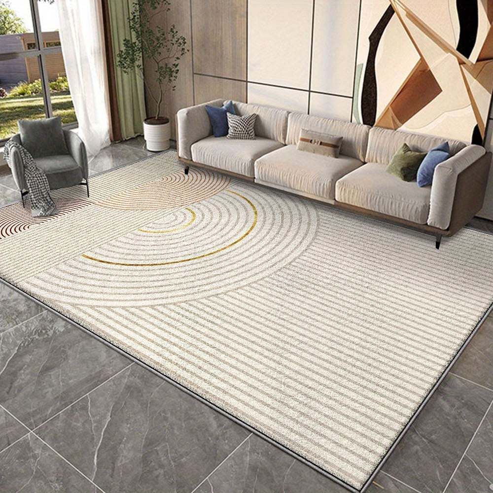 SevenDeerLuuryFloorMatEtraLareNonSlipAreaRu(.SquareMeters&.), HeavyDutysMaeWasableCarpetBeieWiteGreyGoldModernLivRoo, Bedroo, OffieFloorMat, SoftPolyesterFiberNonSlipBaseMat, HoeDeoration, DurableMaterial, CofortableHoe