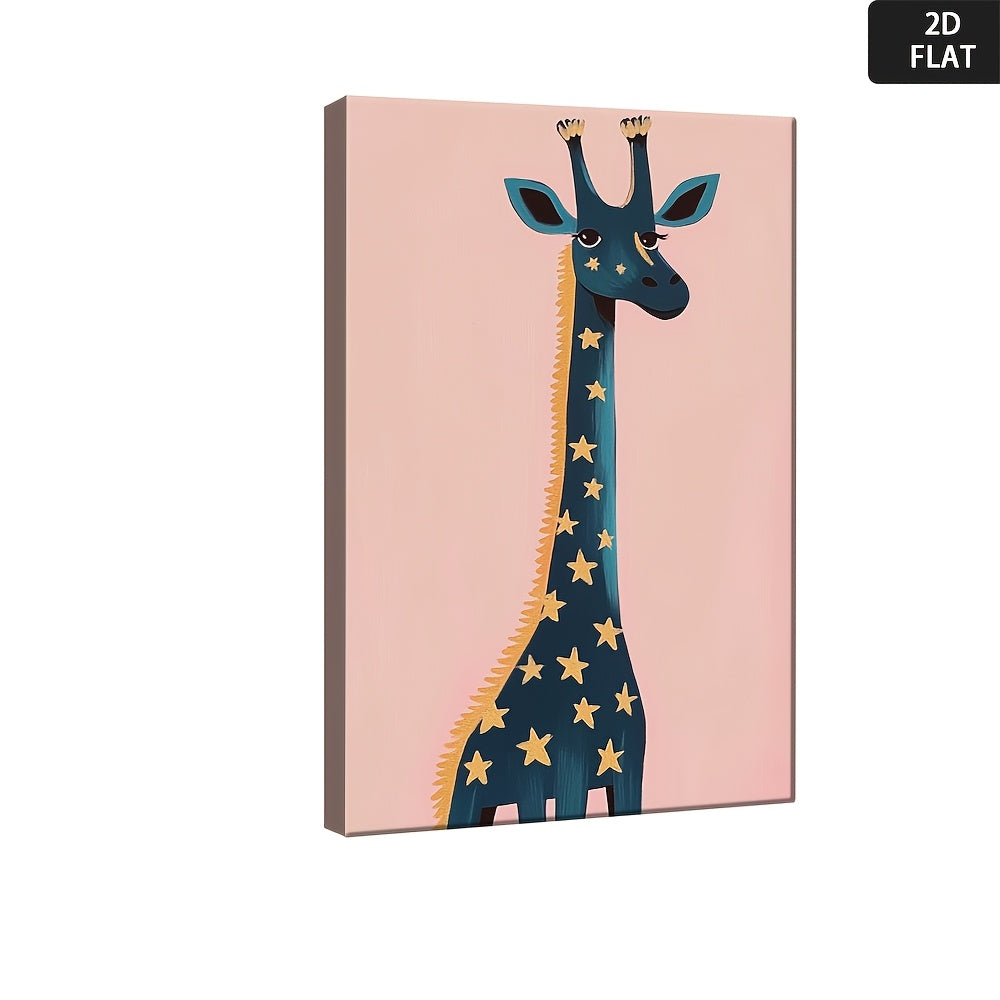 2D Flat, 2D Flat Cute Giraffe with Stars on Skin | Suitable for Bedroom, Warm Style, Creating Comfortable Sleeping Atmosphere, Art Deco Style