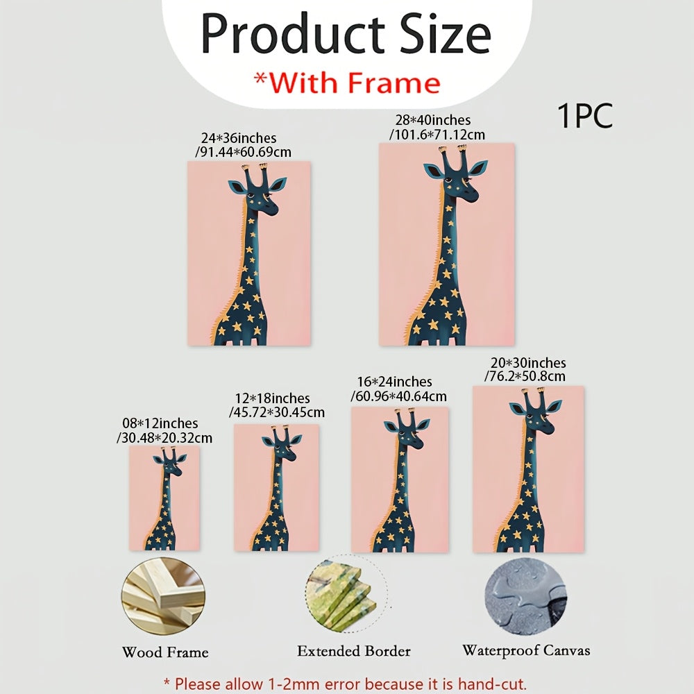 2D Flat, 2D Flat Cute Giraffe with Stars on Skin | Suitable for Bedroom, Warm Style, Creating Comfortable Sleeping Atmosphere, Art Deco Style