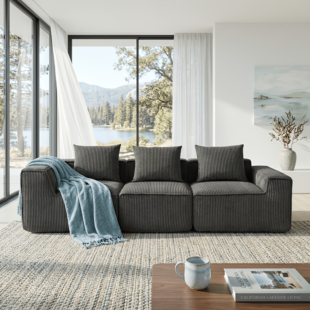 111.4-Inch Modern Style Armless Sofa with Corduroy Fabric, Offering a Comfortable And Substantial Seating Experience. Modular Sofa, Freely Configurable, Tool-Free Assembly, Suitable for Living Room And Bedroom, Creating a Cozy Atmosphere