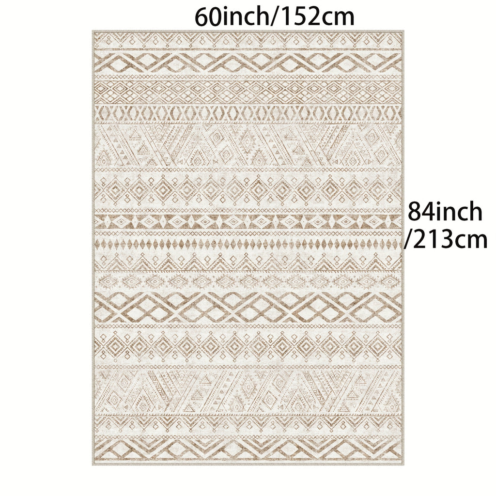 Contemporary Geometric Design Area Rug - Interior Decor, Made of Faux Cashmere, Thick And High-Density with Non-Slip Backing, Suitable for Various Spaces Including Living Room, Bedroom, Office, And Hallway