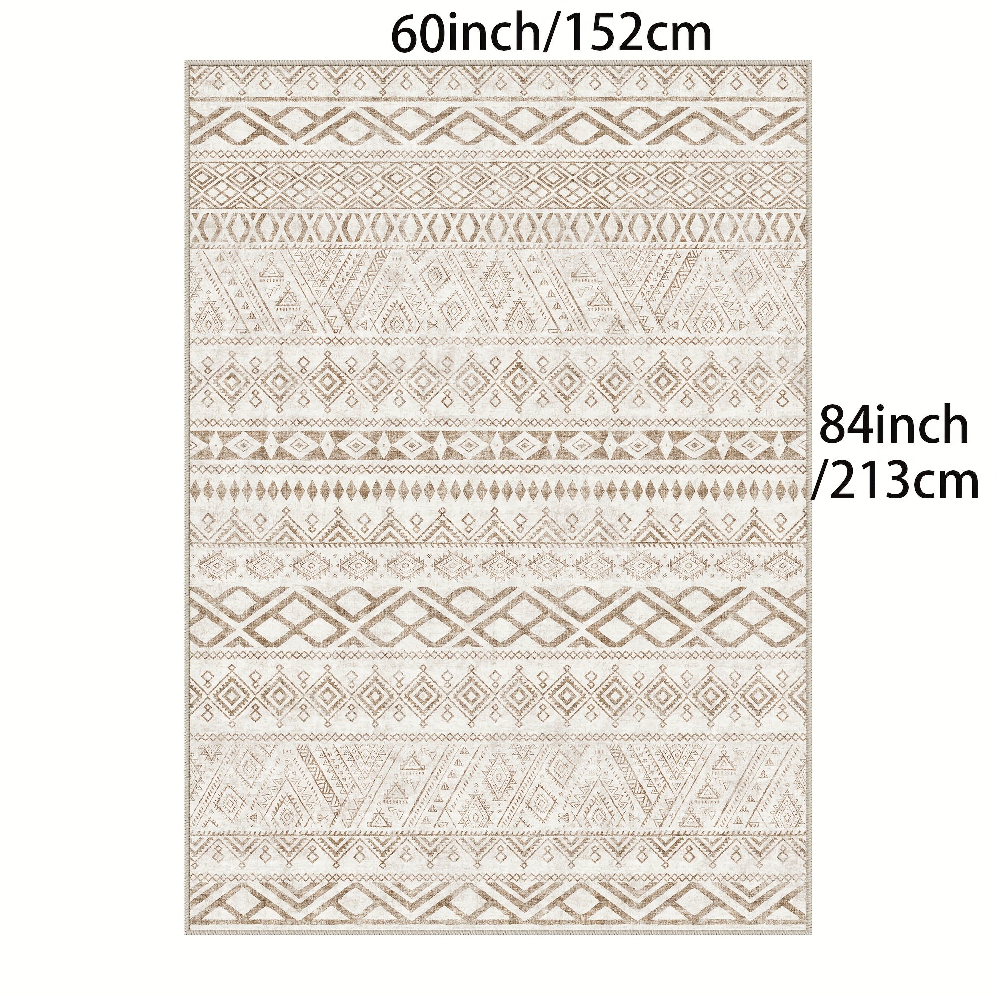 Contemporary Geometric Design Area Rug - Interior Decor, Made of Faux Cashmere, Thick And High-Density with Non-Slip Backing, Suitable for Various Spaces Including Living Room, Bedroom, Office, And Hallway