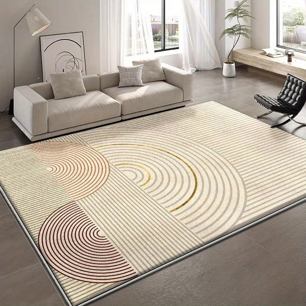SevenDeerLuuryFloorMatEtraLareNonSlipAreaRu(.SquareMeters&.), HeavyDutysMaeWasableCarpetBeieWiteGreyGoldModernLivRoo, Bedroo, OffieFloorMat, SoftPolyesterFiberNonSlipBaseMat, HoeDeoration, DurableMaterial, CofortableHoe