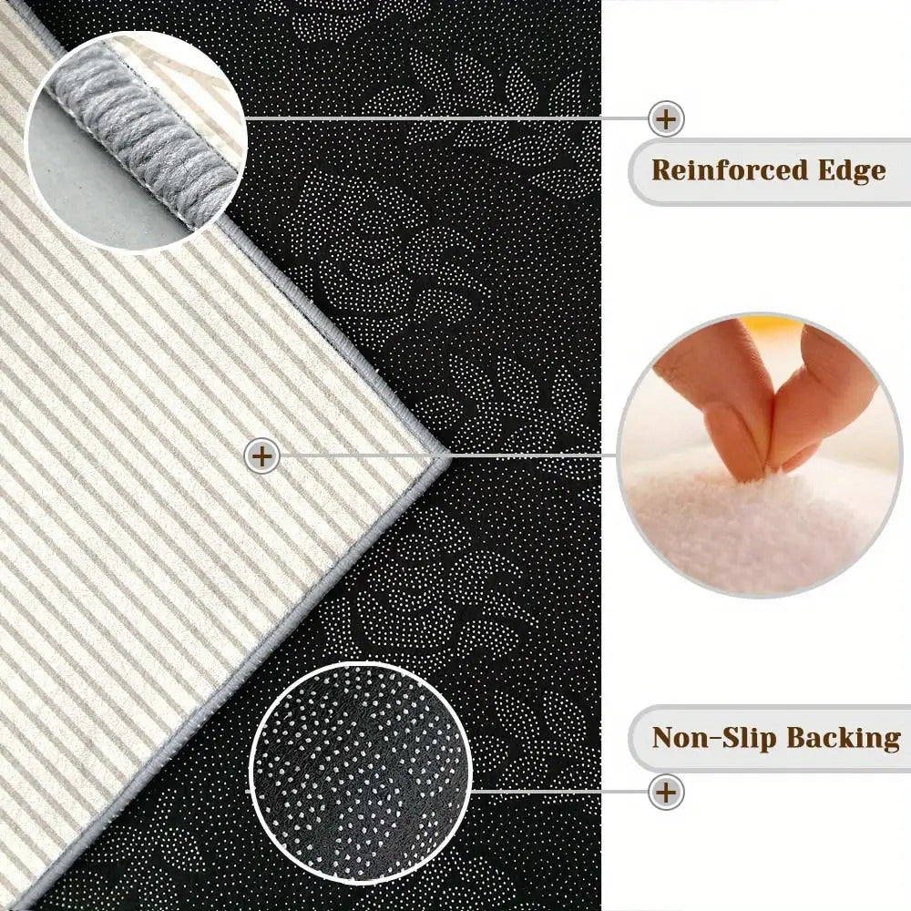 SevenDeerLuuryFloorMatEtraLareNonSlipAreaRu(.SquareMeters&.), HeavyDutysMaeWasableCarpetBeieWiteGreyGoldModernLivRoo, Bedroo, OffieFloorMat, SoftPolyesterFiberNonSlipBaseMat, HoeDeoration, DurableMaterial, CofortableHoe
