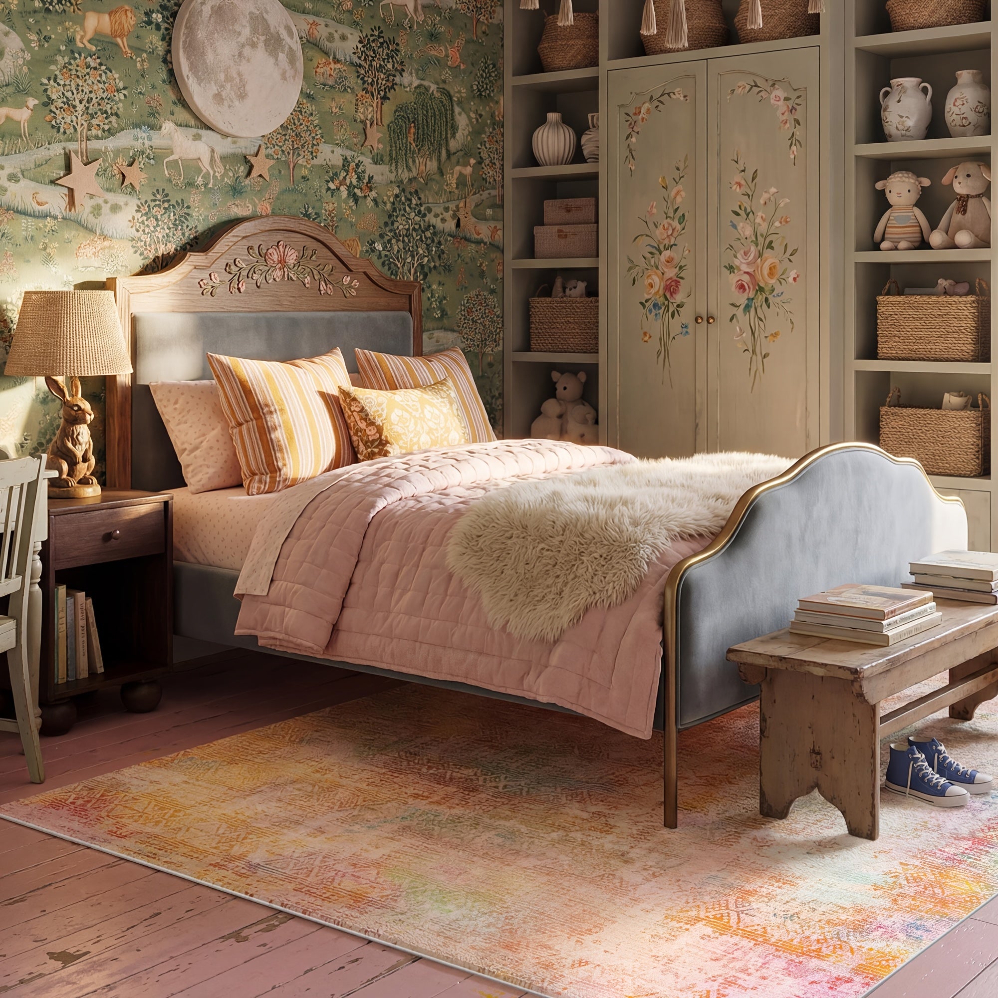 1pc of a Colorful Abstract Rug in Pink And Orange, Washable And Non-Shedding, Featuring a Low Pile And Non-Slip Design, Ideal for Bedrooms, Living Rooms, Studies, Dressing Areas, Playrooms, Corners, And Home Decoration