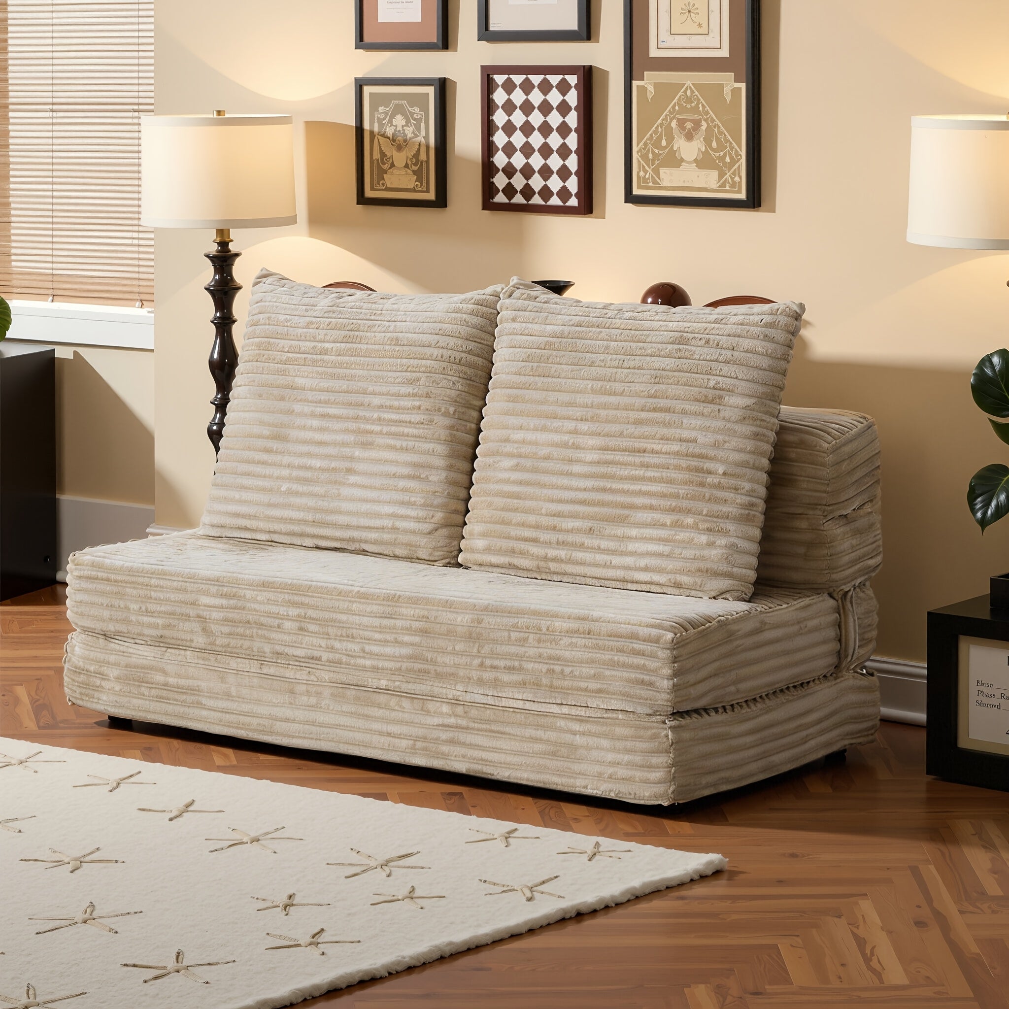 Boneless Couches For Living Room, Modular L Shaped Cloud Sofa With Deep Seat, Convertible L-Shape Couch With Ottoman, Memory Foam Compressed Sofa For Bedroom Apartment