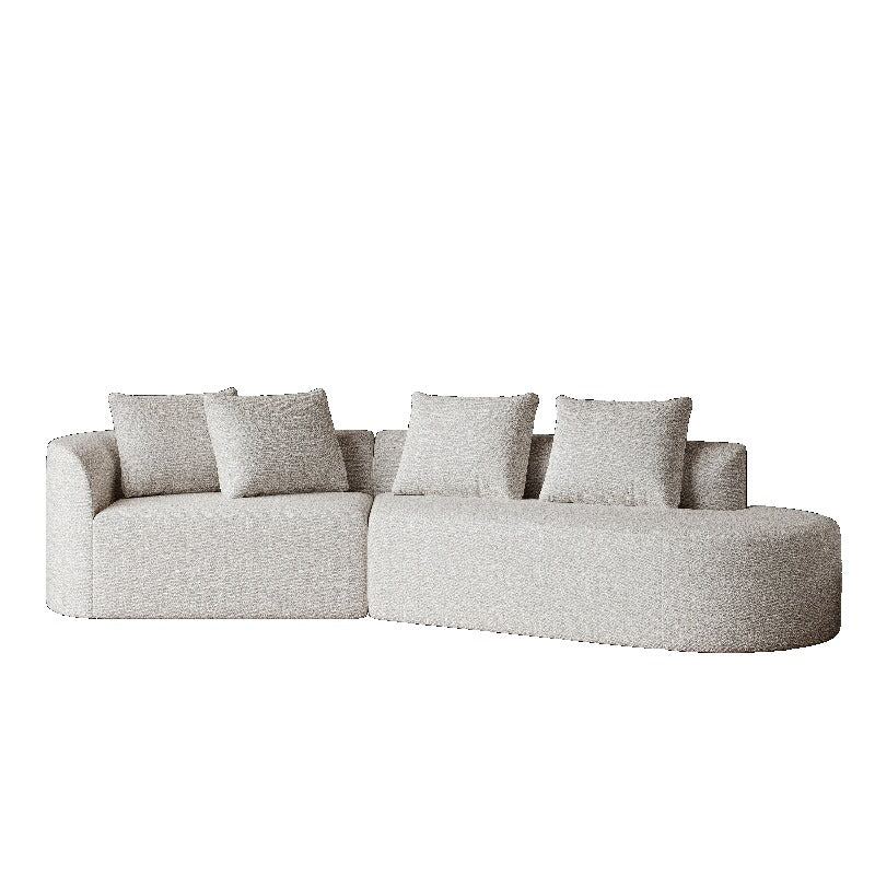 Modern Upholstered Oversized Sectional Sofa, 112-Inch Chenille 4-Seater Extra Deep Wide Seat Curved Cloud Couch with 4 Throw Pillows, Free Combination Sofa Couch for Living Room, Comfortable Backrest Sofa, Modern Minimalist Style,