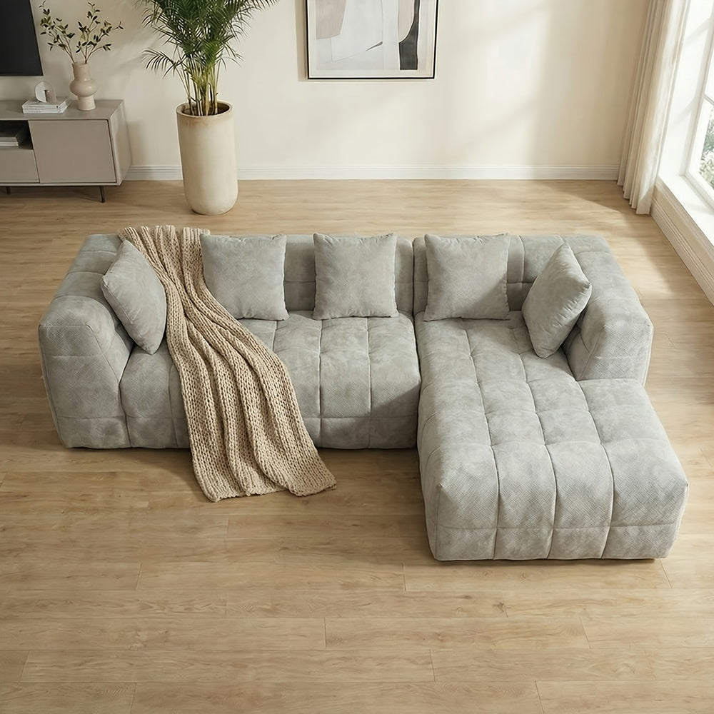 Cloud-Like Modern Minimalist L-Shape Sectional Sofa, High-Elastic Sponge, No Assembly Required, Versatile for Living Room And Guest Room, Casual All-Match Sofa