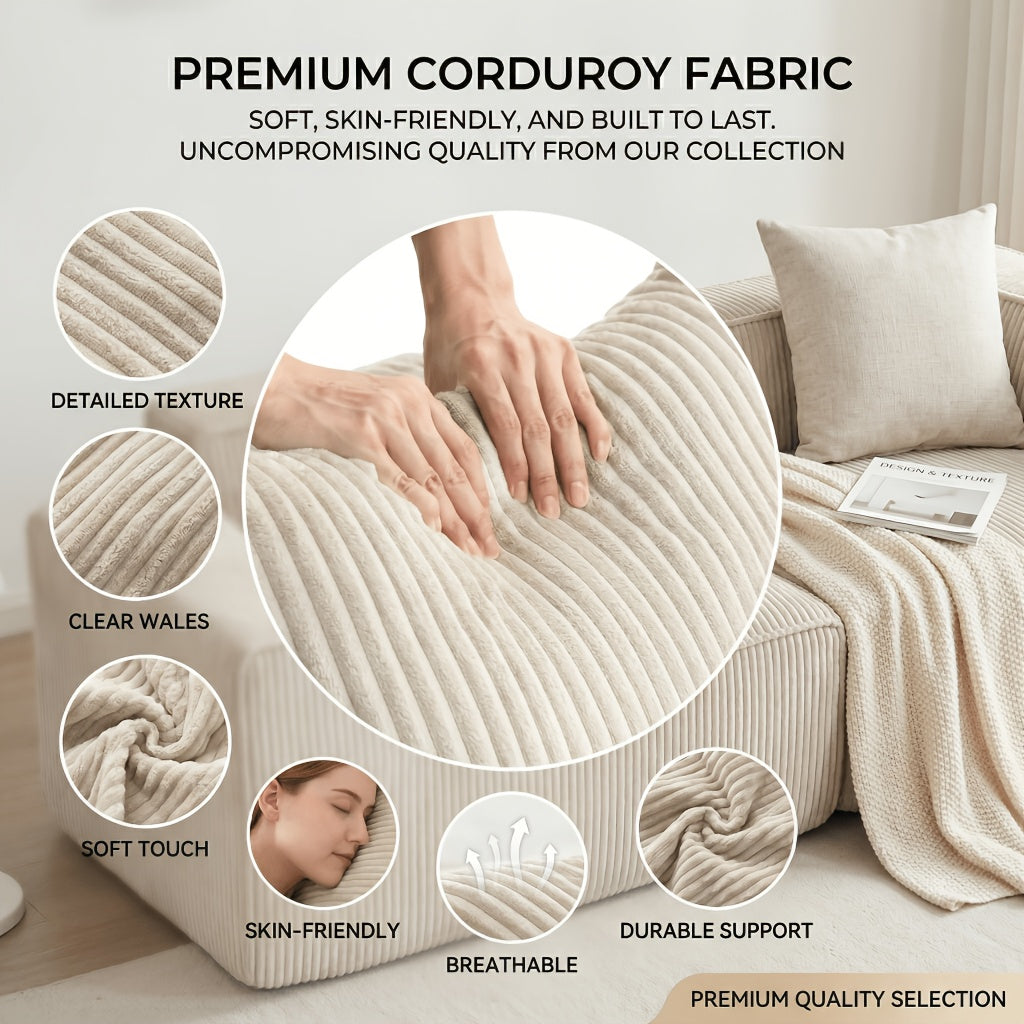 111.4-Inch Modern Style Armless Sofa with Corduroy Fabric, Offering a Comfortable And Substantial Seating Experience. Modular Sofa, Freely Configurable, Tool-Free Assembly, Suitable for Living Room And Bedroom, Creating a Cozy Atmosphere