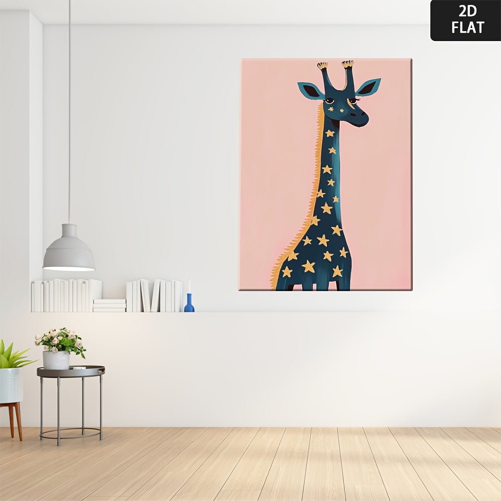 2D Flat, 2D Flat Cute Giraffe with Stars on Skin | Suitable for Bedroom, Warm Style, Creating Comfortable Sleeping Atmosphere, Art Deco Style