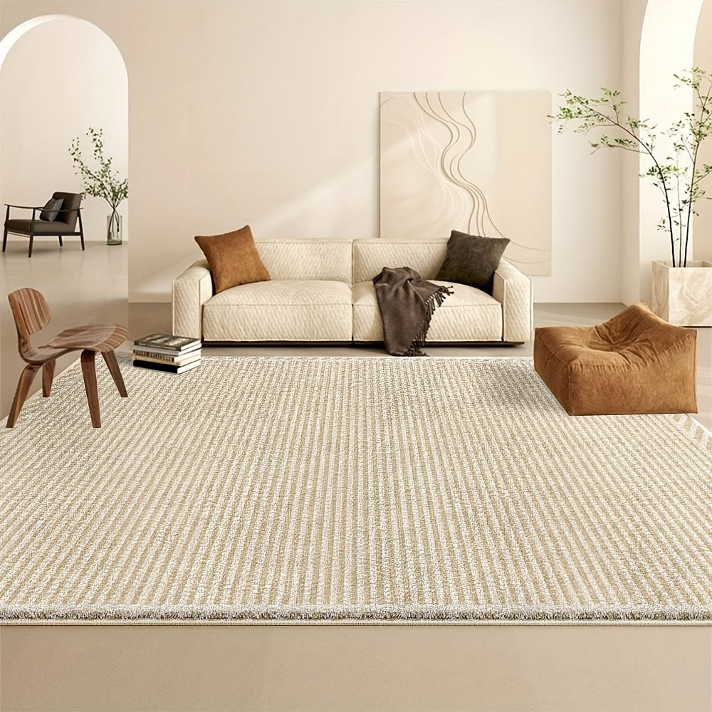 A Modern, Washable Velvet Carpet Designed for Office And Coffee Shop Decor, Suitable for Living Rooms. It'S Convenient, Easy to Clean, And Features a Flat Woven Stripe Pattern. This Luxurious, Non-Slip Carpet Is Perfect for Various Purposes