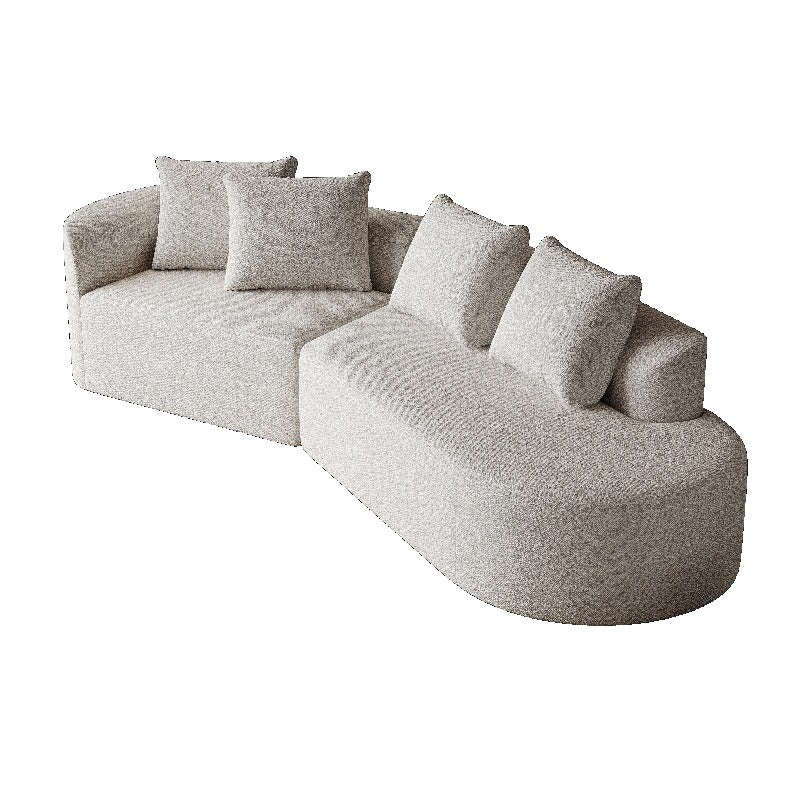 Modern Upholstered Oversized Sectional Sofa, 112-Inch Chenille 4-Seater Extra Deep Wide Seat Curved Cloud Couch with 4 Throw Pillows, Free Combination Sofa Couch for Living Room, Comfortable Backrest Sofa, Modern Minimalist Style,