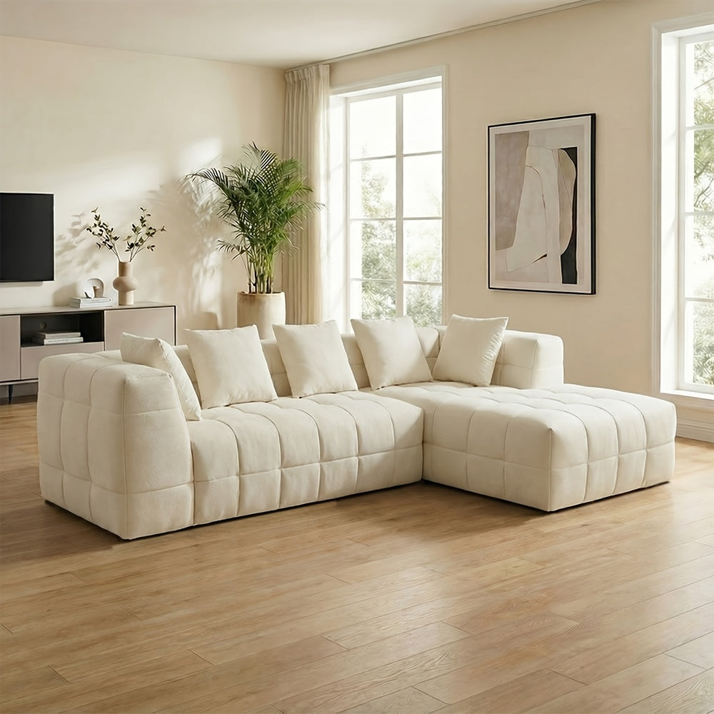 Cloud-Like Modern Minimalist L-Shape Sectional Sofa, High-Elastic Sponge, No Assembly Required, Versatile for Living Room And Guest Room, Casual All-Match Sofa
